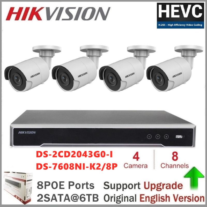 

Hikvision IP Camera Kits Embedded Plug & Play 4K NVR 8CH 8POE 2SATA H.265 + DS-2CD2043G0-I CCTV Security Camera System