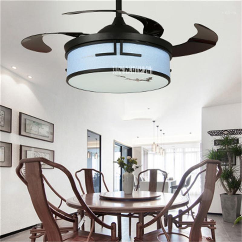 

9401 42inch Chinese Retro Electric Pendant Fan With Led Light Living Room Bedroom LED Invisible Ceiling Fan Light 110/220V1
