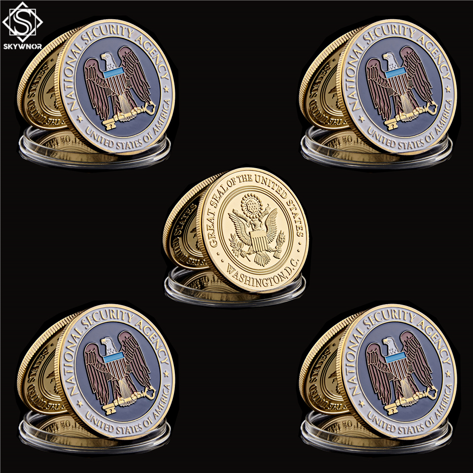USA Washington.D.C Challenge Coin Plated Gold Nation Security Agency Commemorative Coin Value w/ Capsule Display-image-598341446