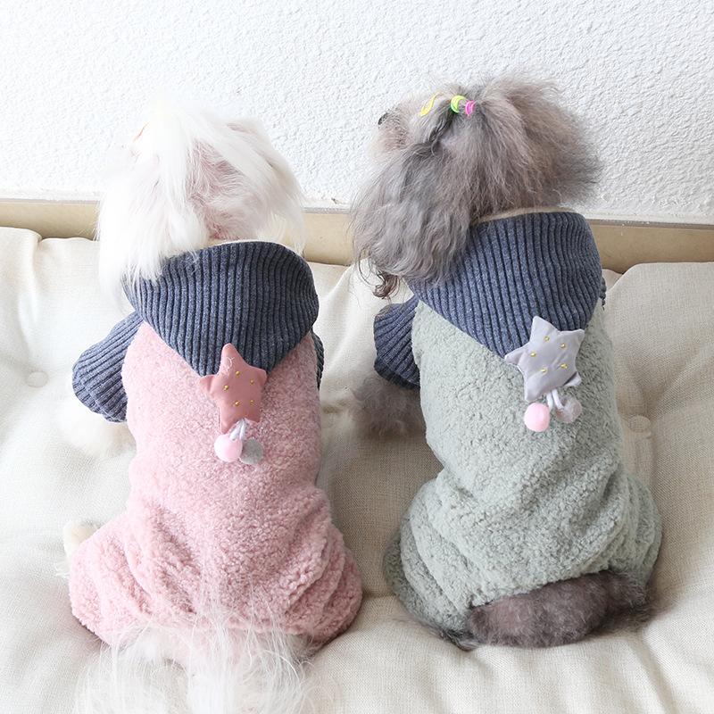 

Thicken Warm Star Pet Dog Clothes Winter Dog Bathrobe Jumpsuit Pajamas Thick Coats Clothing For Dogs Cat Yorkie Teddy, Green