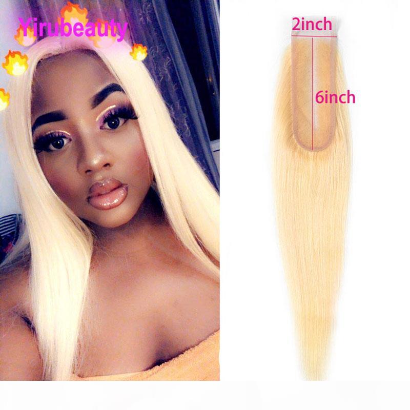 

Raw Indian Virgin Human Hair Top Closures 2X6 Silky Straight 613 Blonde 2 By 6 Lace Closure Middle Part 10-22inch, 613# blonde