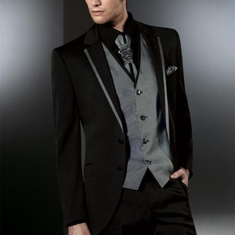 

2020 Latest Coat Pant Designs Italian Black Grey Men Suits Slim Fit Tuxedo 3 Piece Gentle Custom Groom Prom Suit Terno Masculino, Custom made