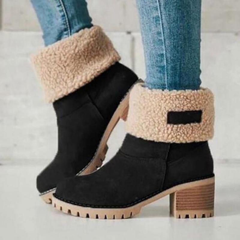 

NEW Women Winter Fur Warm Snow Boots Ladies Warm Wool Booties Ankle Boot Comfortable Shoes Plus Size 35-43 Casual Women Mid Boot