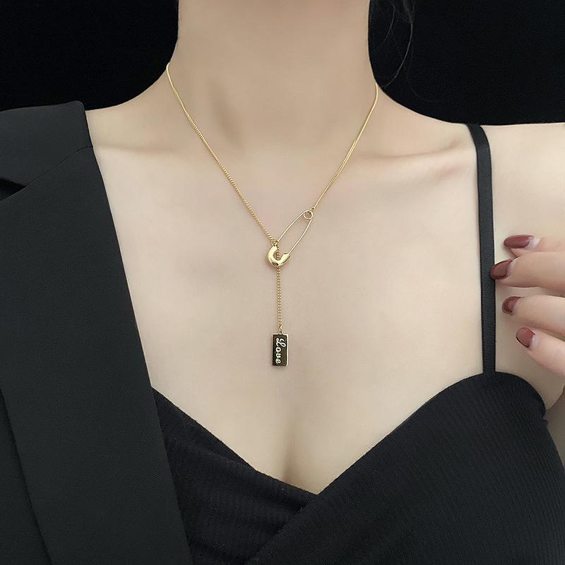 

Chains Simple Safety Pin Luxury Gold Color Clavicle Chain Necklace For Women Girls Dainty Trendy Aesthetic Jewelry Gifts
