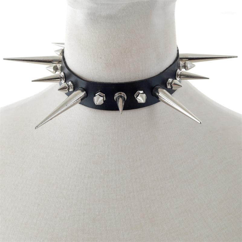 

Chokers Long Spike Choker Punk Faux Leather Collar For Women Men Cool Rivets Studded Chocker Goth Style Necklace Jewelry Accessories