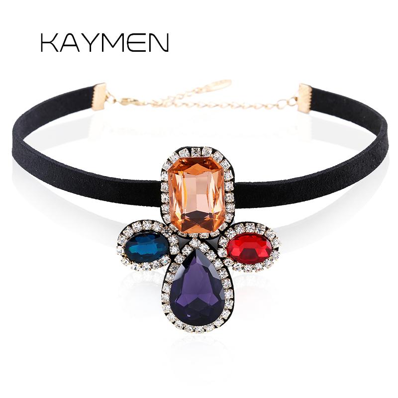 

New Arrivals Korean Velvet Inlaid Rhinestones Crystal Fashion Torques Chokers Necklace for Girls Party Jewelry Multicolor 1575