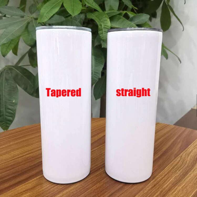 

20oz blank sublimation skinny tumbler tapered and straight two style slim tumbler with lid straw stainless steel water bottle car mugs DIY