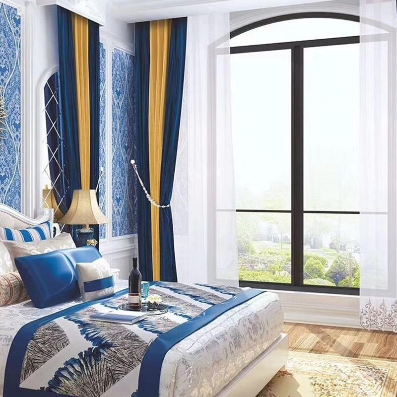 

European-style Solid Color Velvet Curtains for Living Room Dining Room Bedroom Simple Matte Italian Velvet Shading Curtains, White tulle