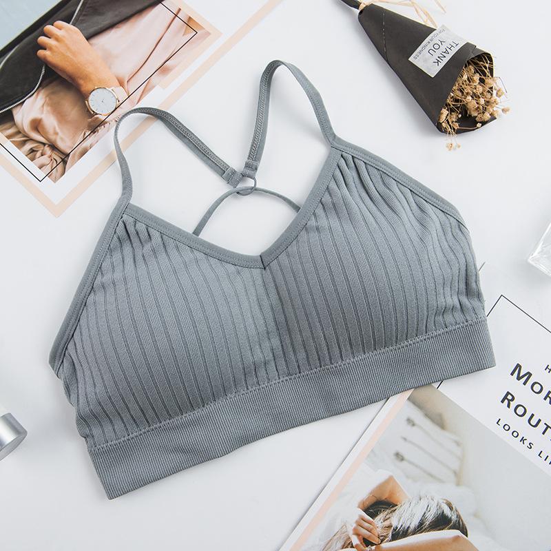 

Seamless Yoga Bra Cross Wrapped Sports Bra Fitness Bralette Running Yoga Gym Crop Top Women Padded Push Up Sport Deportivo, Gray