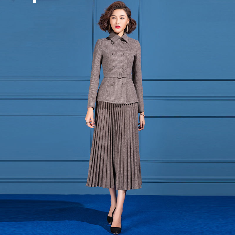 

2021 New autumn female thin woman blazer half-length skirt with two garments y473 suit IKBX, Qianhui