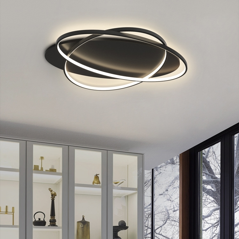 

2021 New Modern Oval Circle Black Ceiling to Room Iron Led Lighting Interior Lamp Decoration for House Lamps 7DUE