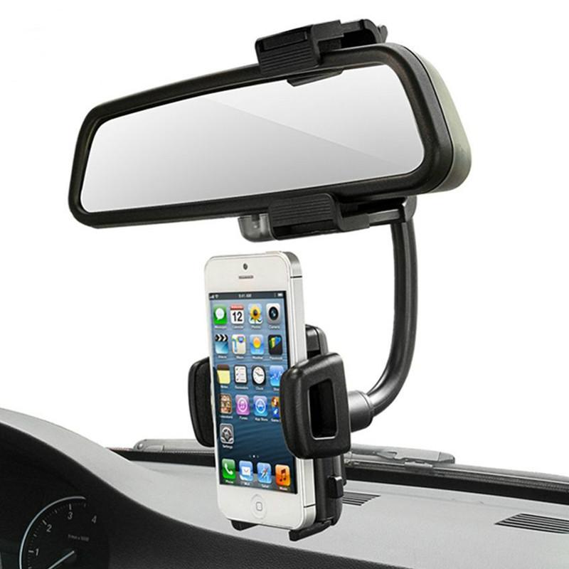 

Car Rearview Mirror Mount Phone Holder Universal Car Mobile Phone Stands For GPS Smartphone accessories, Black