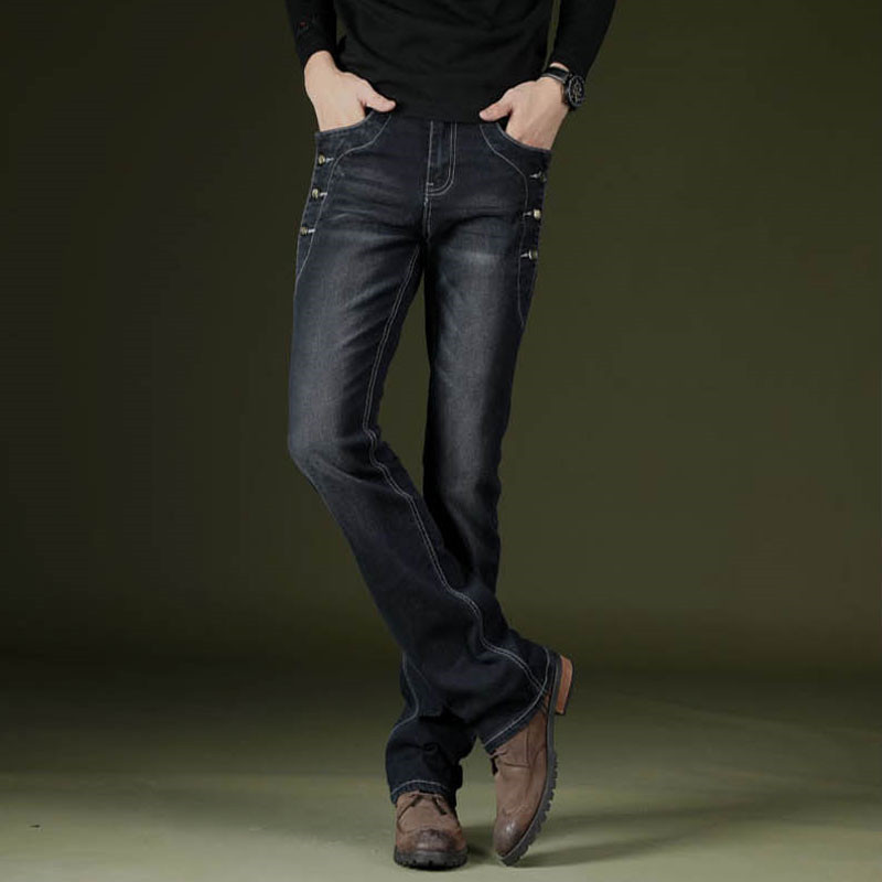 

Male 2020 Spring and in Autumn Microhorn Brim Korean Version of the Fine Trumpet Pants O7mn, Gray black.