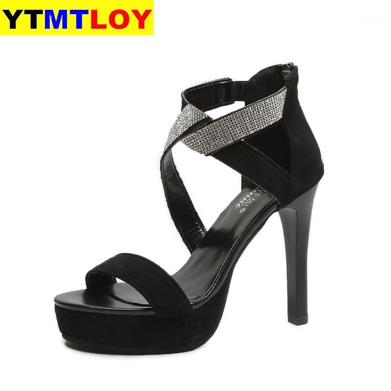 

2020 Woman Pumps Cross-tied Ankle Strap Wedding Party Shoes Platform Dress Women Shoes High Heels Suede Ladies Plus Size1, 88-1 black