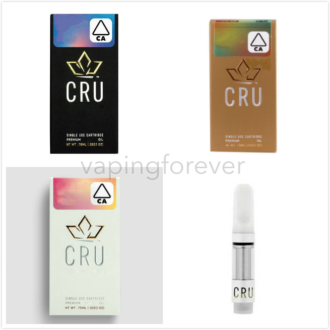 

Newest CRU Vape Carts 0.6ml Ceramic Coil Thick Oil Cartridge 510 Thread Vape Pen Carts 10 Strains Packaging