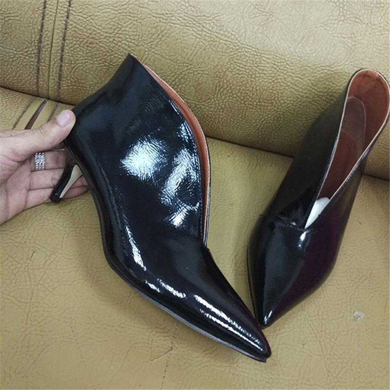 

Sexy Autumn Ankle Boots Women Pu Leather Thin High Heels Western Boots Fashion Spring Pointed Toe Short Woman Shoes Pumps1, Wine red s33