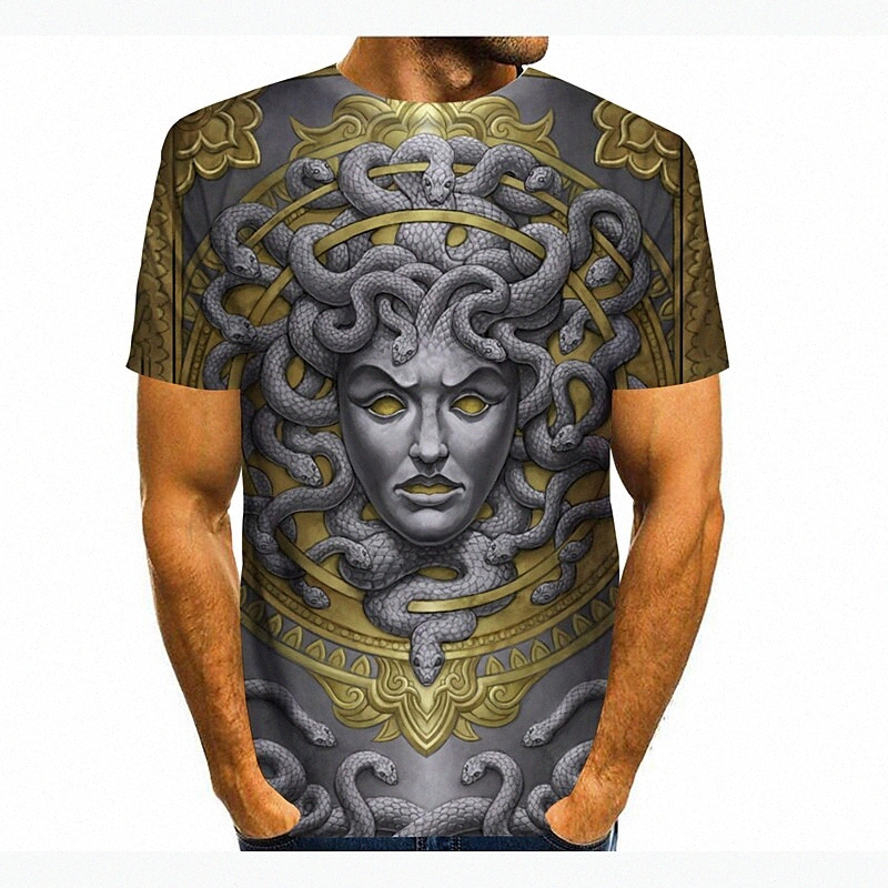 T-shirt Hommes 3D Imprimer Cartoon 3D col rond Daily Holiday 3D imprimé à manches courtes Tops de mode décontracté gris / été L3PI #