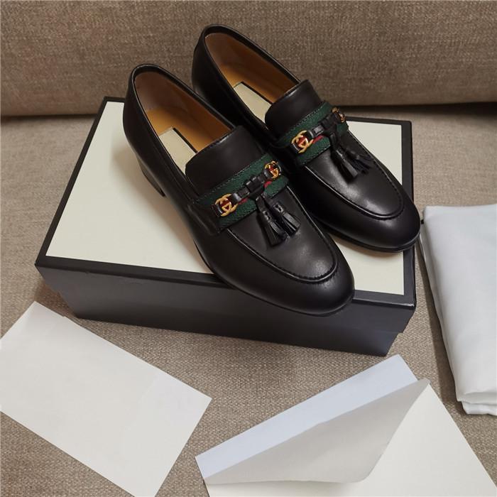 

Womens classic tassel loafers super retro hardware button calf leather top low heel loafers, Image