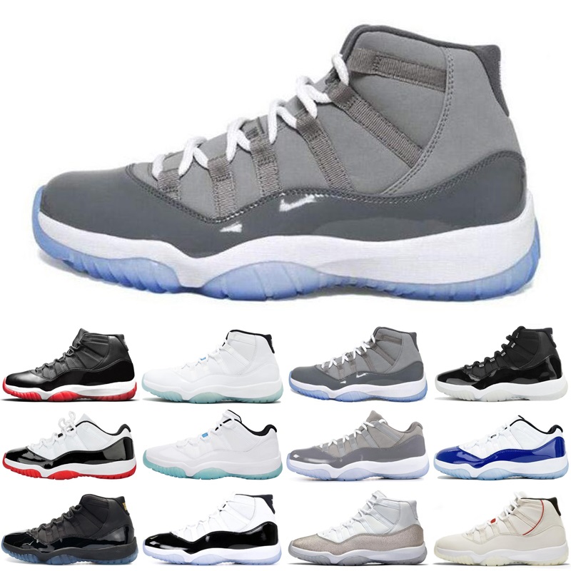 

fashion 11 11s jumpman men women shoes 25th anniversary bred legend blue cool grey low mens trainers sports sneakers size 5.5-13, #31 cool grey 40-47