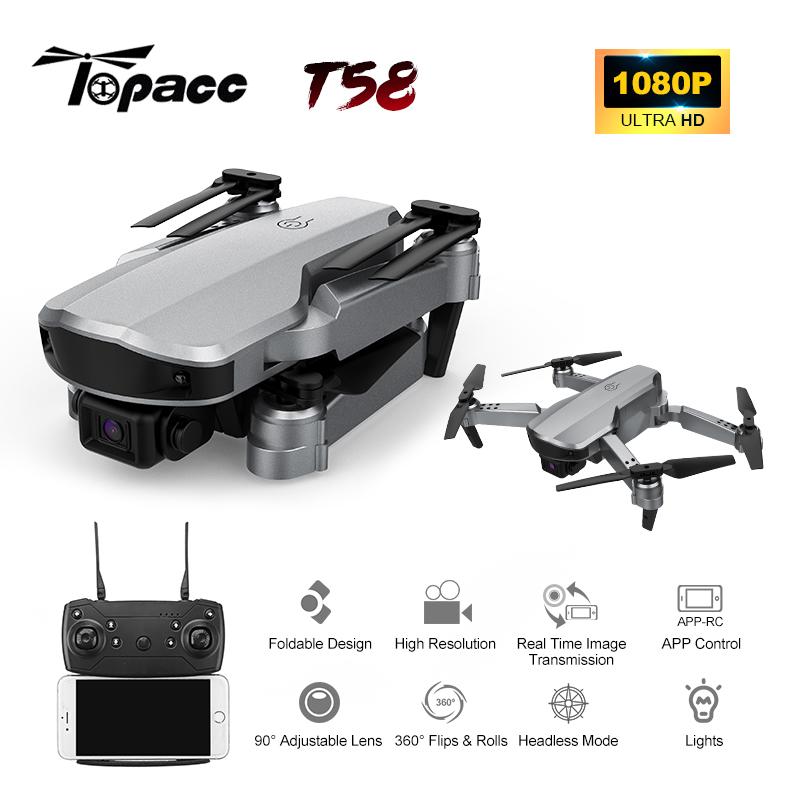 

Topacc T58 WIFI FPV 106.7g Foldable Arm Drone RC Quadcopter Mini Wide Angle Profesional HD 1080P Camera Hight Hold Mode RTF Dron