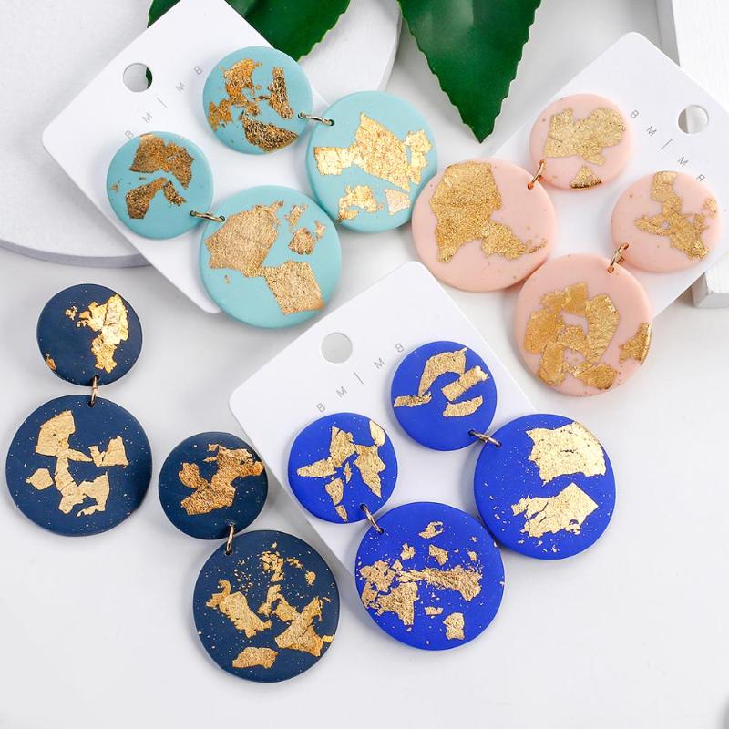 

AENSOA Polymer Clay Pendant Earrings For Women New Unique 2020 Fashion Polymer Clay Geometric Earrings Jewelry Gift Pendientes