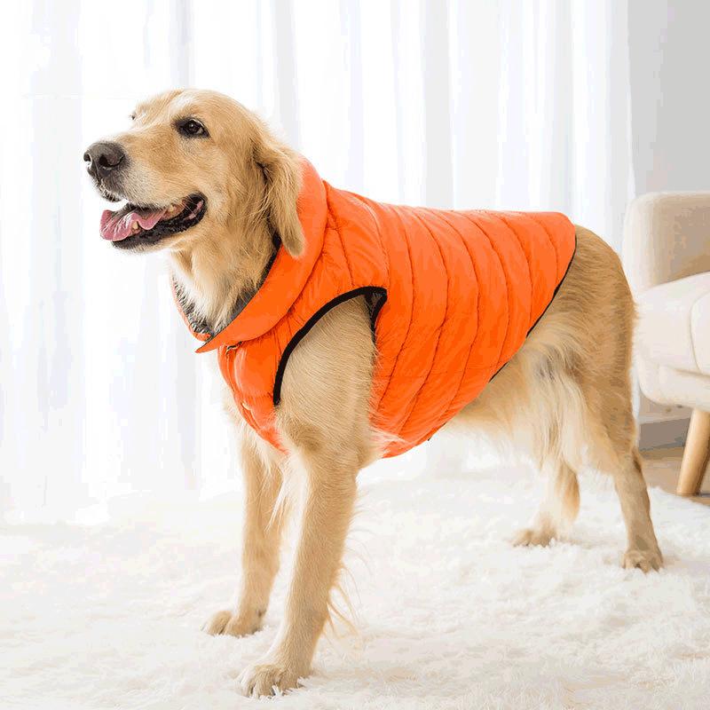 

2020 Winter Warm Reversible Jacket Coat for Large Dogs Pet Clothes, Orange and green
