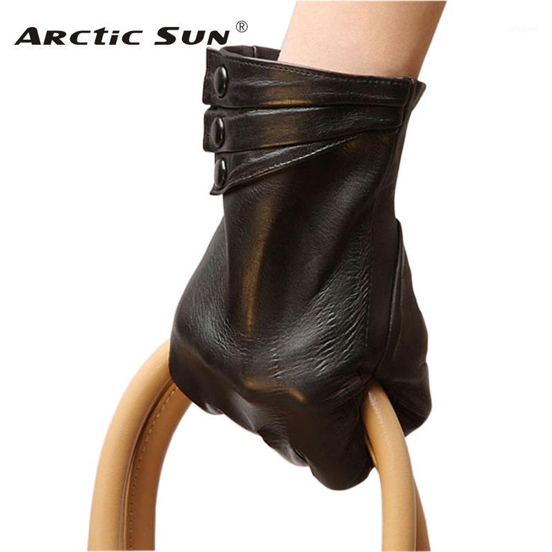 

Five Fingers Gloves Brand Genuine Leather High Quality Women Sheepskin Touch Screen Winter Plus Velvet Finger Driving Glove L003NC11