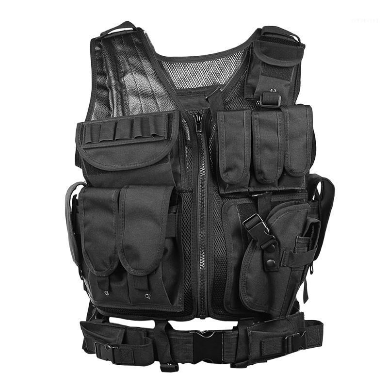 

Outlife Army Tactical Vest Sport Camo Hunting Vest Molle Wargame Outdoor CS Swat Shooting Hunting With Holster1, Black