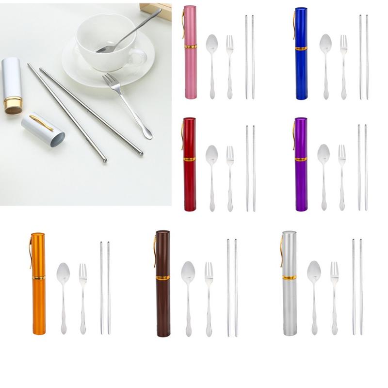 

Portable Lunch Box Foldable Travel Utensil Fork Chopstick Spoon Set Stainless Steel Tableware Tools Gadgets Kitchen Accessories