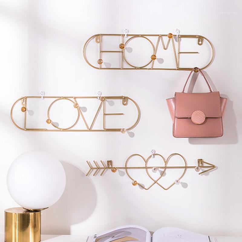 

Iron decorative wall hook love Geometry storage rack coat holder hanging shelf bathroom hanger home decoration nordic style1