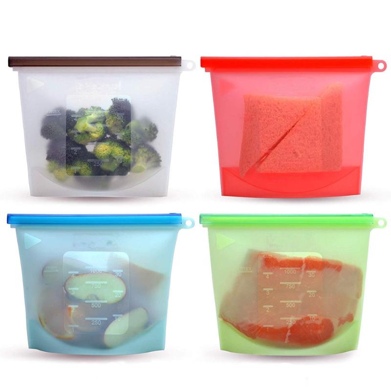 

LMETJMA Reusable Silicone Storage Bags BPA Free Preservation Bags Seal Freeze Fridge Storage Savers KC0255