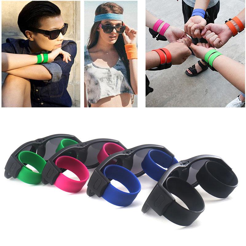 

Slap Fashion Sunglasses Creative Wristband Slappable Glasses Snap Bracelet Bands X7YA
