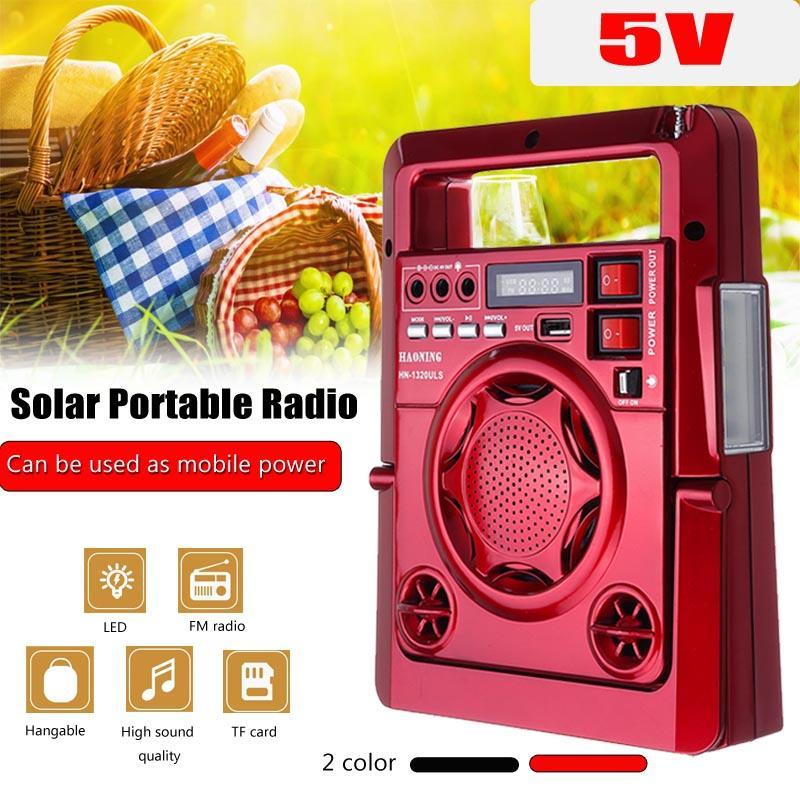 

Outdoor Solar Dynamos AM/FM Radio Power Bank with LED Lamp TF USB Speaker Power Bank Function For Phone Emergency Supply1