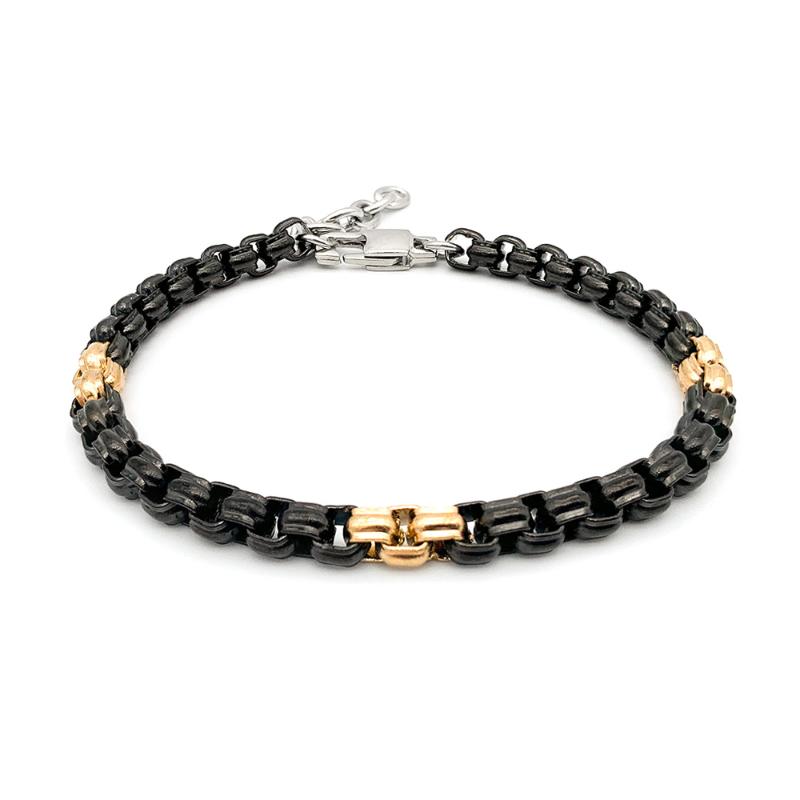 

Runda Fashion Black Gold Stainless Steel Popcorn Bracelet Men'S Gift
