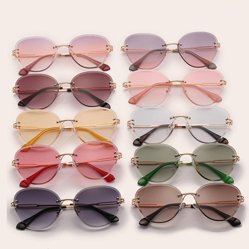 

Sunglasses Rimless Shades For Women Wholesale Women's Cat Eye Retro Gradient Glasses Bulk Sun UV4001