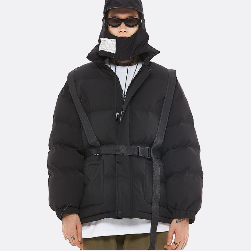 

2020 Ribbons Men Winter 3m Reflective Thicken Cotton Padding Load Jacket Outerwear Males Streetwear Hiphop Coat Cgfg, Black