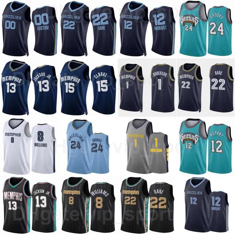 

75th Anniversary Print Basketball DeAnthony Melton Jersey 0 Kyle Anderson 1 Ja Morant 12 Desmond Bane 22 Jaren Jackson Jr 13 Tyus Jones 21 Ziaire Williams Custom Name, 75th black