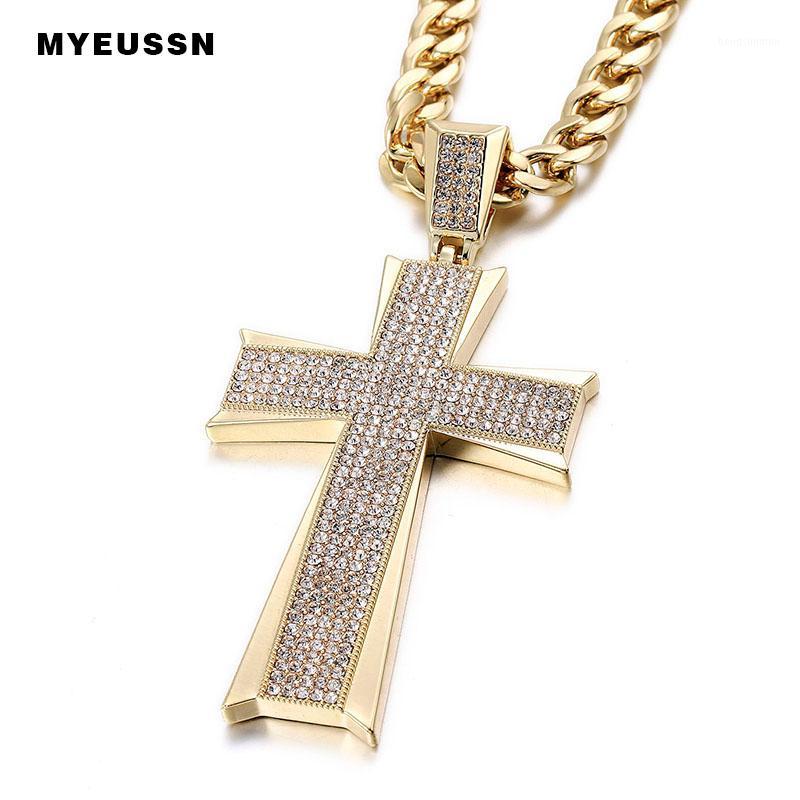 

Hip Hop Jewelry Large Cross Pendant Iced Out Shining Crystal Fashion Bling Bling Cross Men Chain Necklace Necklace Jewelry1