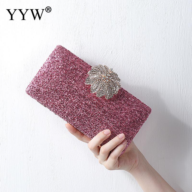 

Pink Carbon Fiber Pu Clutch Bag Elegant Phone Purse Rhinestone Evening Bag Wedding Bridal Prom Purse Crystal Closure Black 2020