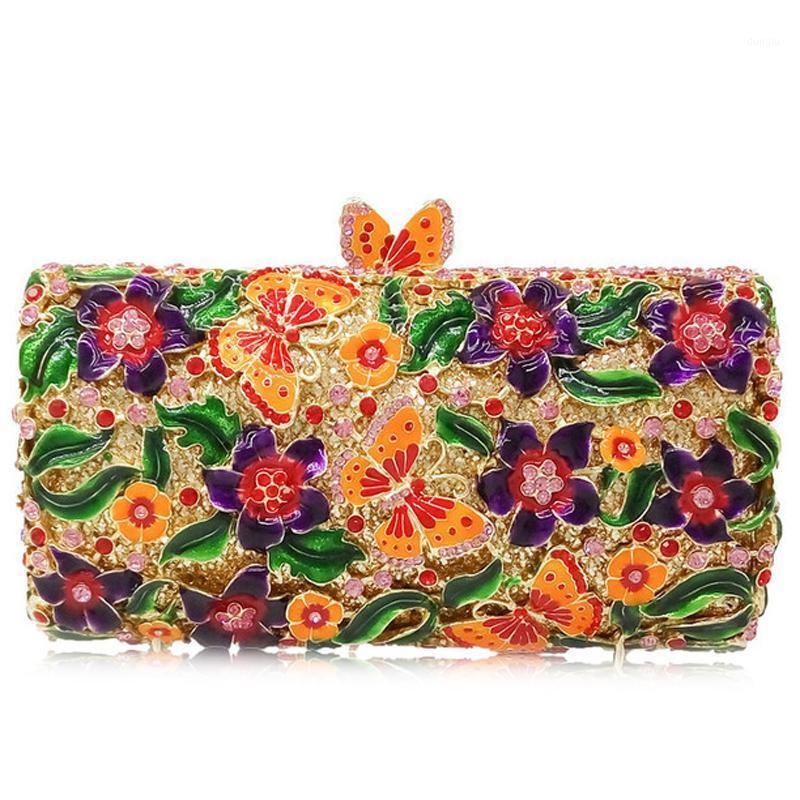 

Floral 7 Colors Multi-Colored Dimond Women Clutches Bag For Party Butterfly Dinner Evening Clutch Purse Crystal Shoulder Handbag1