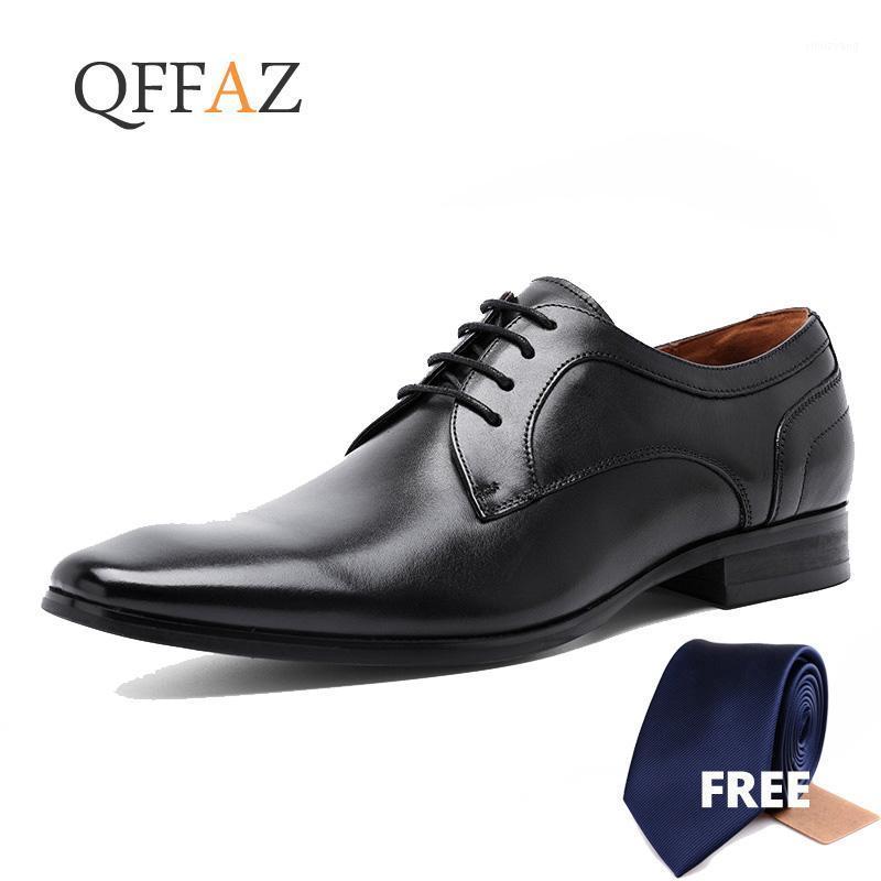 

QFFAZ 2020 New Men's Business Dress Shoes Lace-up Mens Fashion Leather Shoes Elegant Gentleman Comfortable Formal Men Flat1, Black