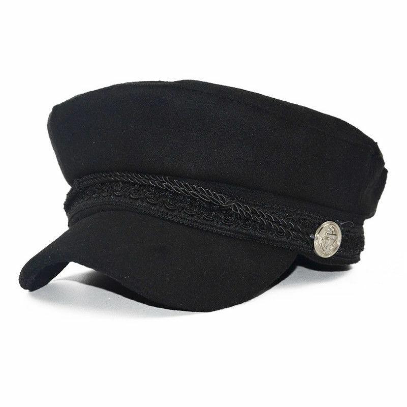 

2020 Fashion Trend Women Wool Blend Baker Peaked Cap Newsboy Hat Elastic Band Casual Autumn Winter Ladies New Solid Headwear, Black