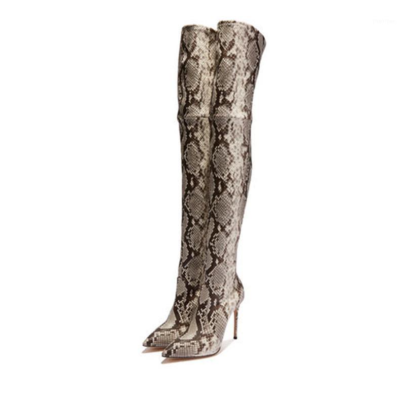 

Women Over The Knee Suede Boots Snake Print 11.5cm High Heels Plus Size Stripper Long Pleaser Stiletto Winter 2020 Thigh Shoes1, Dark gray