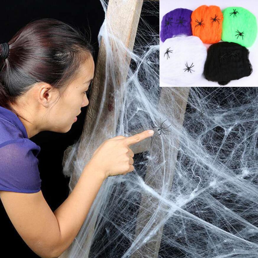 

Halloween Scary Party Decor Stretchy Spider Web Cobweb Cotton Horror Halloween Decoration for Bar Haunted House Scene Props 20g