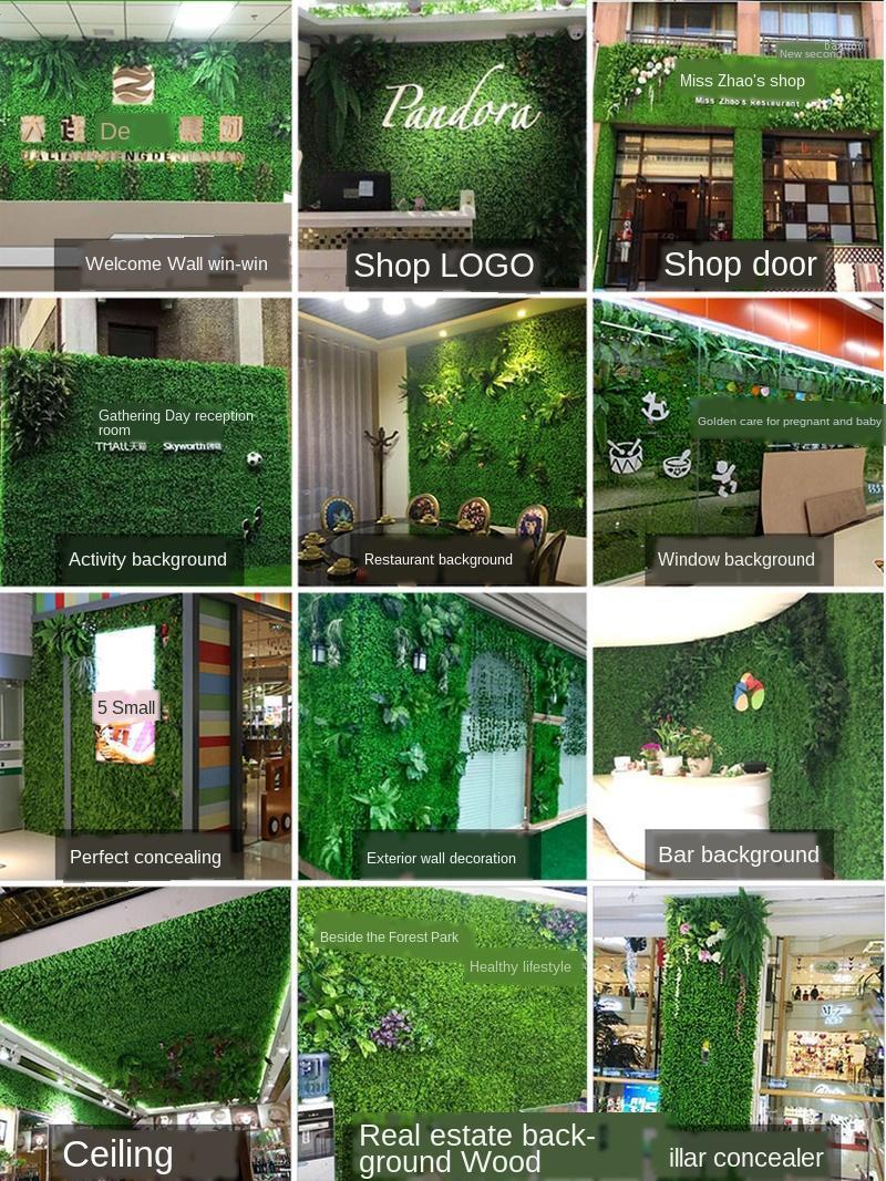 

Artificial Green Grasses Plants Wall 40*60cm Fake Lawn Faux Creepers Leaf Grass Blossom Artificial Foliage Home Garden Decor1, Style 07