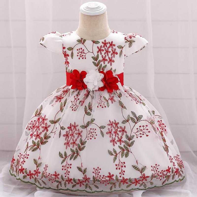 

Girl's Dresses Summer Born Baby Clothes Flower Girls Party Dress Ball Gown For Kids Princess Costume Tutu Baptism Vestido, Red;yellow