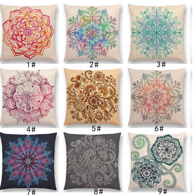 

Cushion/Decorative Pillow Colorful Flowers Spring Gorgeous Mandala Decorative Pattern Beautiful Floral Doodles Cushion Cover Car Sofa Case