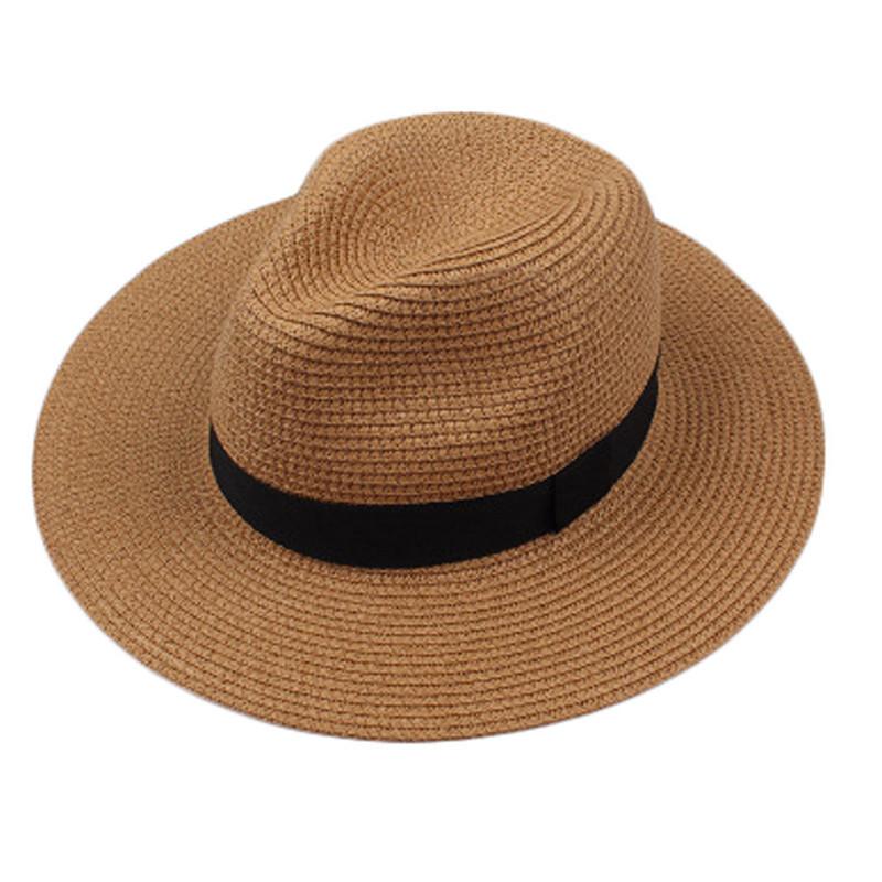

Panama Hat Summer Sun Hats for Women Man Beach Straw Hat for Men Beach Sun 2020 beanies ladies hats Partnership, Beige