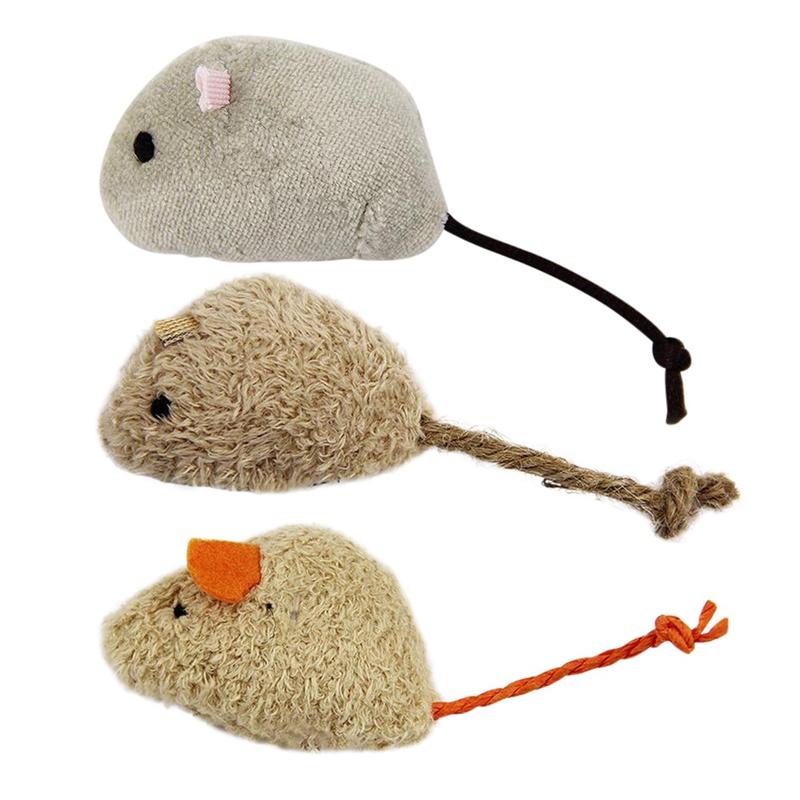 

3 Pcs/lot Pet Interactive Bite Resistant Scratch Resistant Plush Sim Mice Toy Teaser Cat Toys Set
