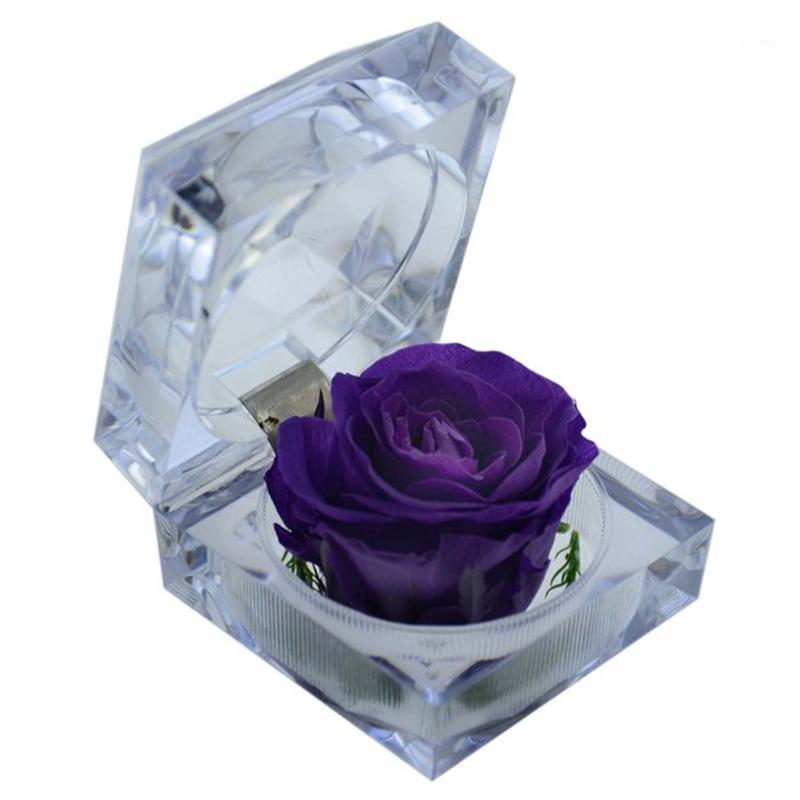 

Handmade Preserved Rose With Acrylic Crystal Ring Box For Proposal Engagement1